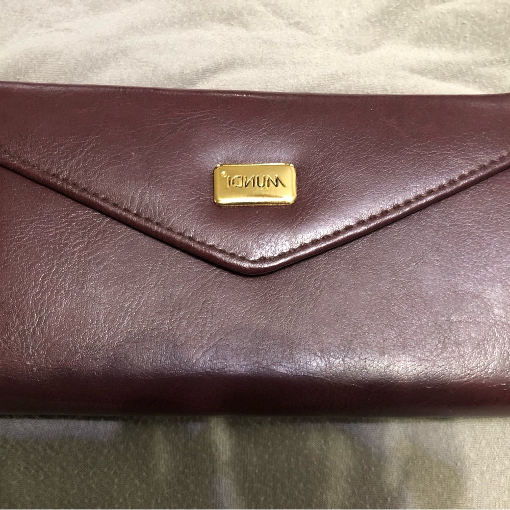Mundi Burgandy Leather Wallet with Gold Accents.  NWOT